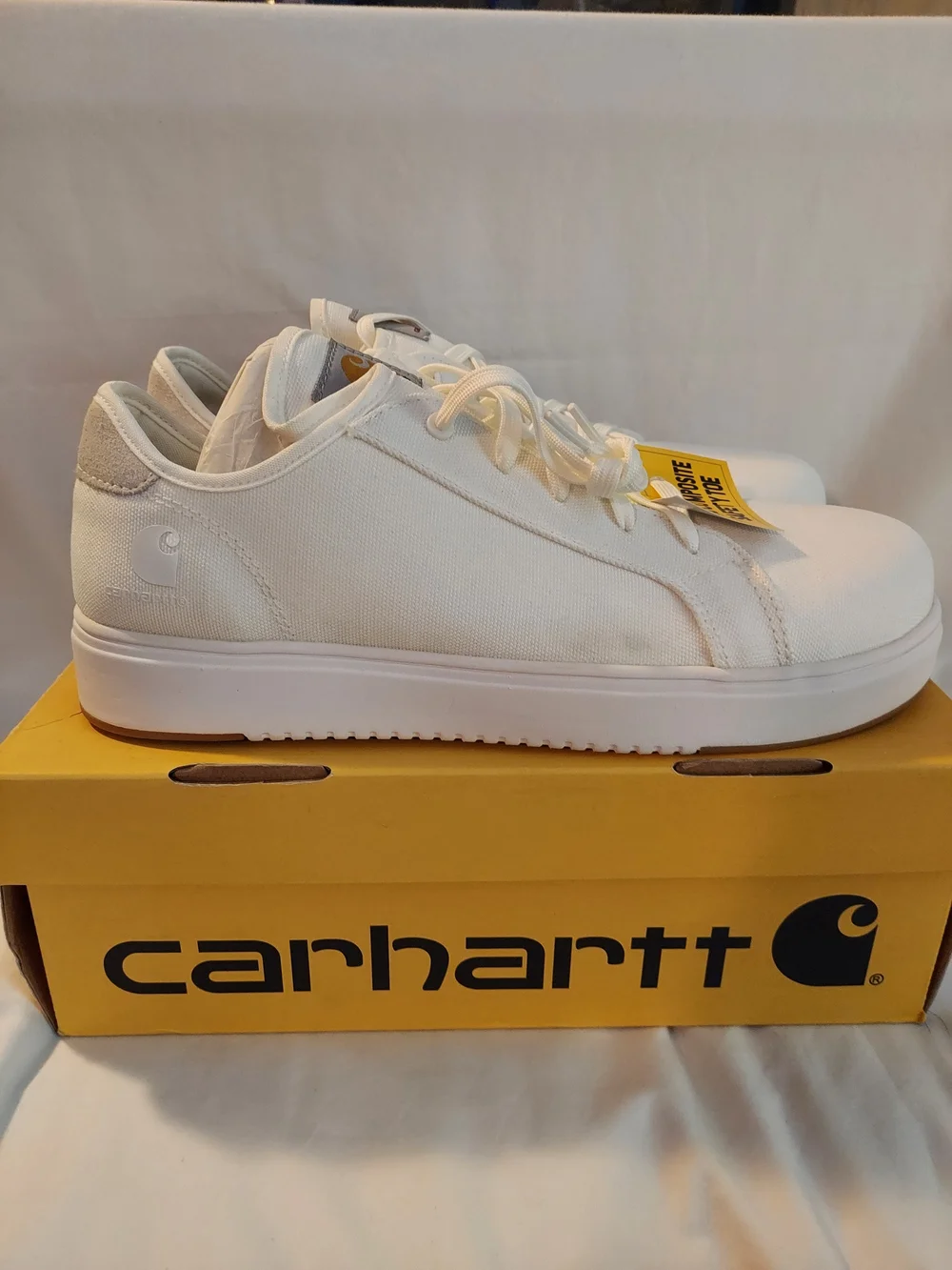 Carhartt Men’s Detroit Canvas Safety Toe Shoes Sneakers White New 10M - Picture 3 of 11